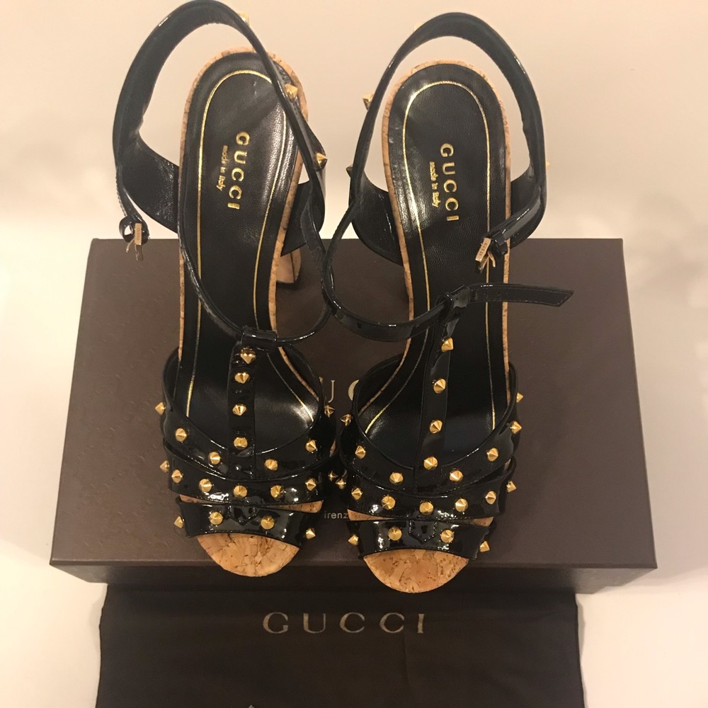 Gucci cork heel sandals ; size 38